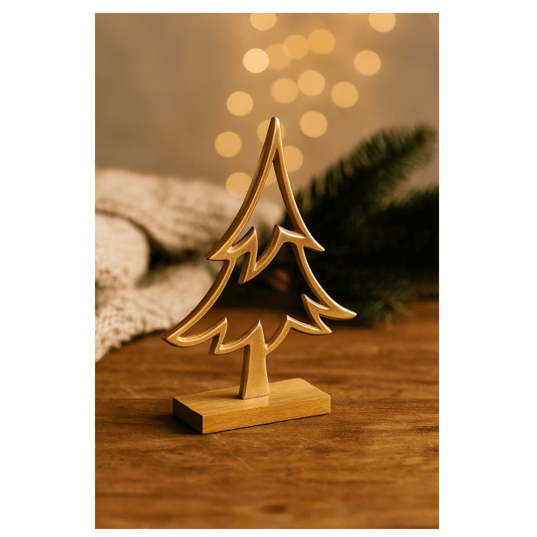 Decoratieve kerstboom goudkleur - Afbeelding 2