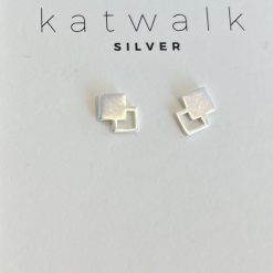 Zilveren oorring vierkant Katwalk Silver