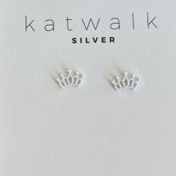 Zilveren oorring kroon Katwalk Silver