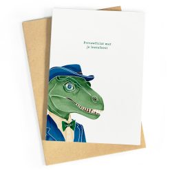 Wenskaart lentefeest Dinosaurus - Studio Zwoane