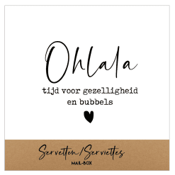 Aperitiefservetten met tekst ohlala tijd voor gezelligheid en bubbels