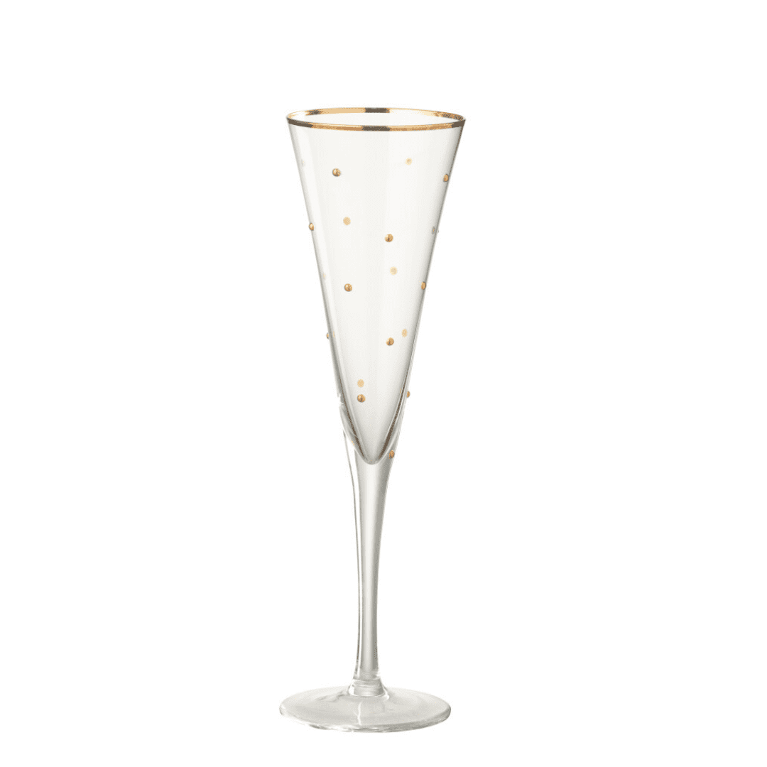 Champagneglas met goudkleurige stippen
