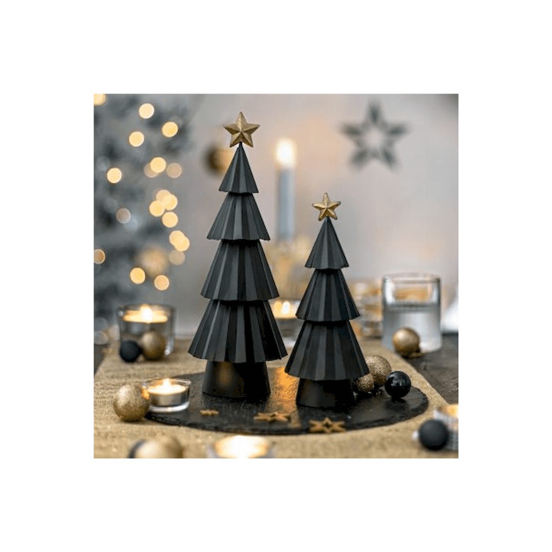 Zwarte kerstboom met ster - Afbeelding 2