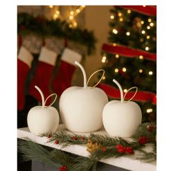 Decoratieve appel wit met goud , set van 3 - Afbeelding 3