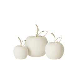 Decoratieve appel wit met goud , set van 3