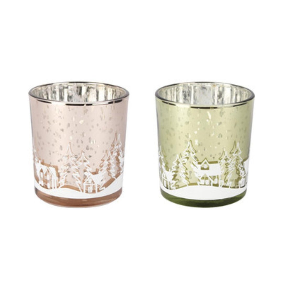 Theelichthouder kerst roze - Afbeelding 2