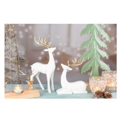 Alternative view of Staand rendier wit met goudkleur (14×30 cm)