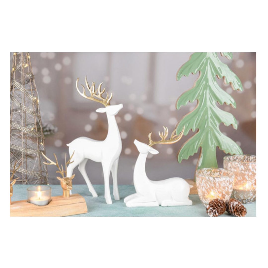 Rendier wit met goudkleur 17x19cm - Afbeelding 2