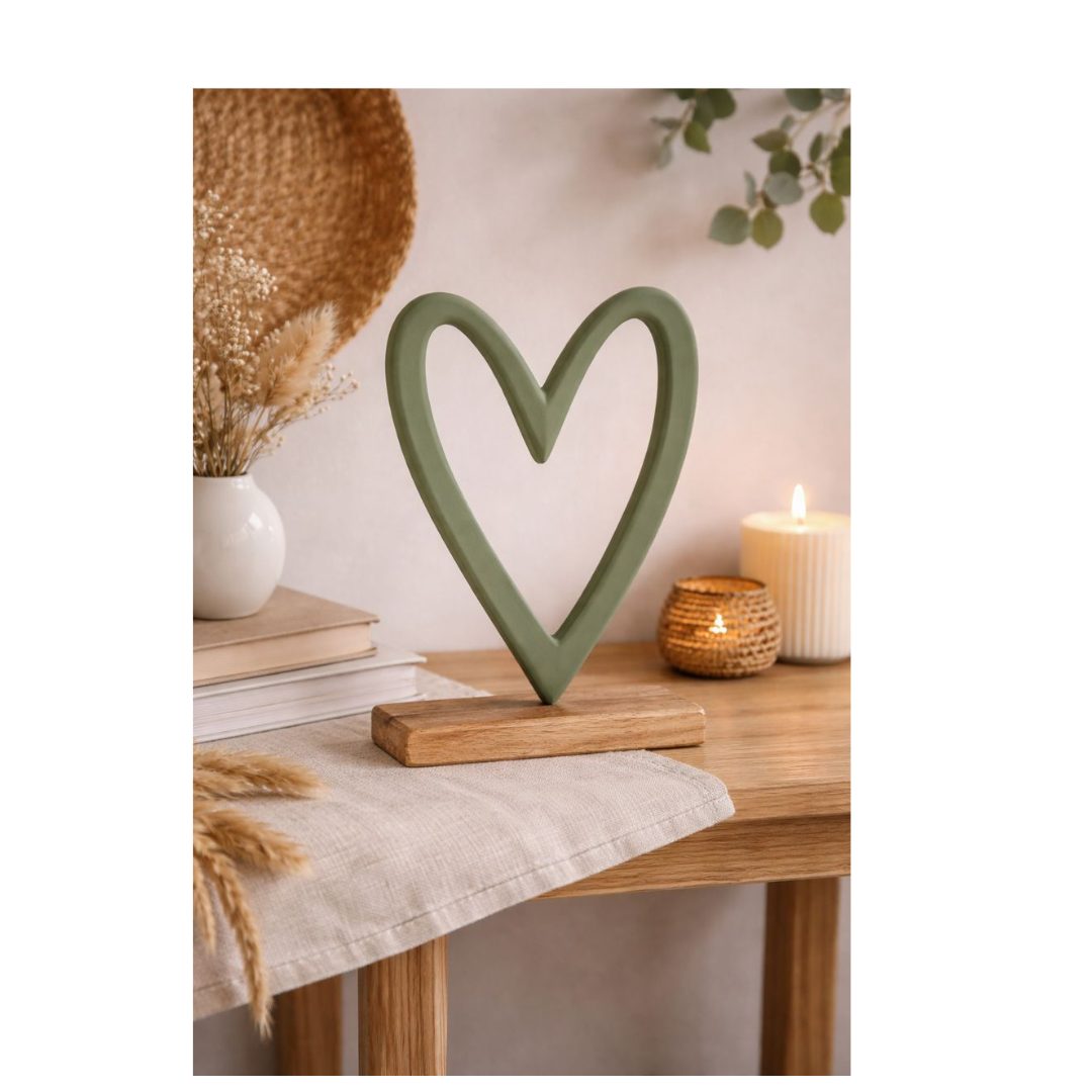 Groen hart op voet – sfeervol woonaccessoire - Afbeelding 2