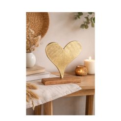 Alternative view of Metalen goudkleurig hart op voet– Sfeervol woonaccessoire