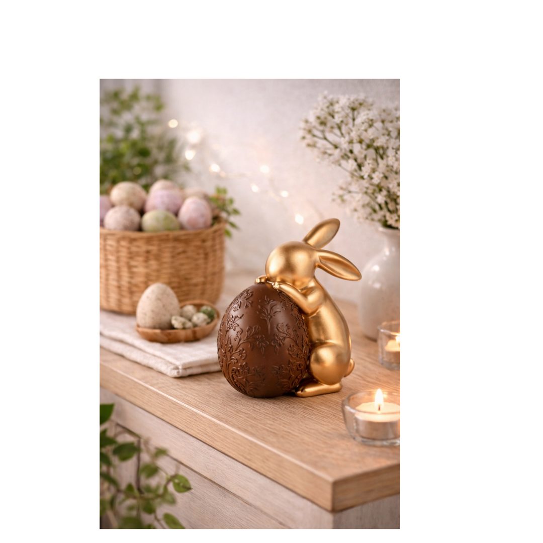 Decoratief konijn met ei – paasdecoratie 16cm - Afbeelding 2