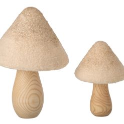 Decoratieve paddenstoel hout en wol , grootste model
