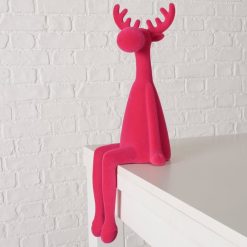 Zittend rendier roze , 30cm