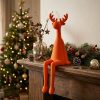 Zittend rendier - oranje - 57cm