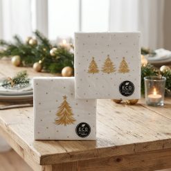 Servetten met kerstboom - wit/ goud - 2 pakjes