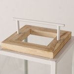Alternative view of Boltze witte lantaarn met hout en glas – 44 x 20 cm