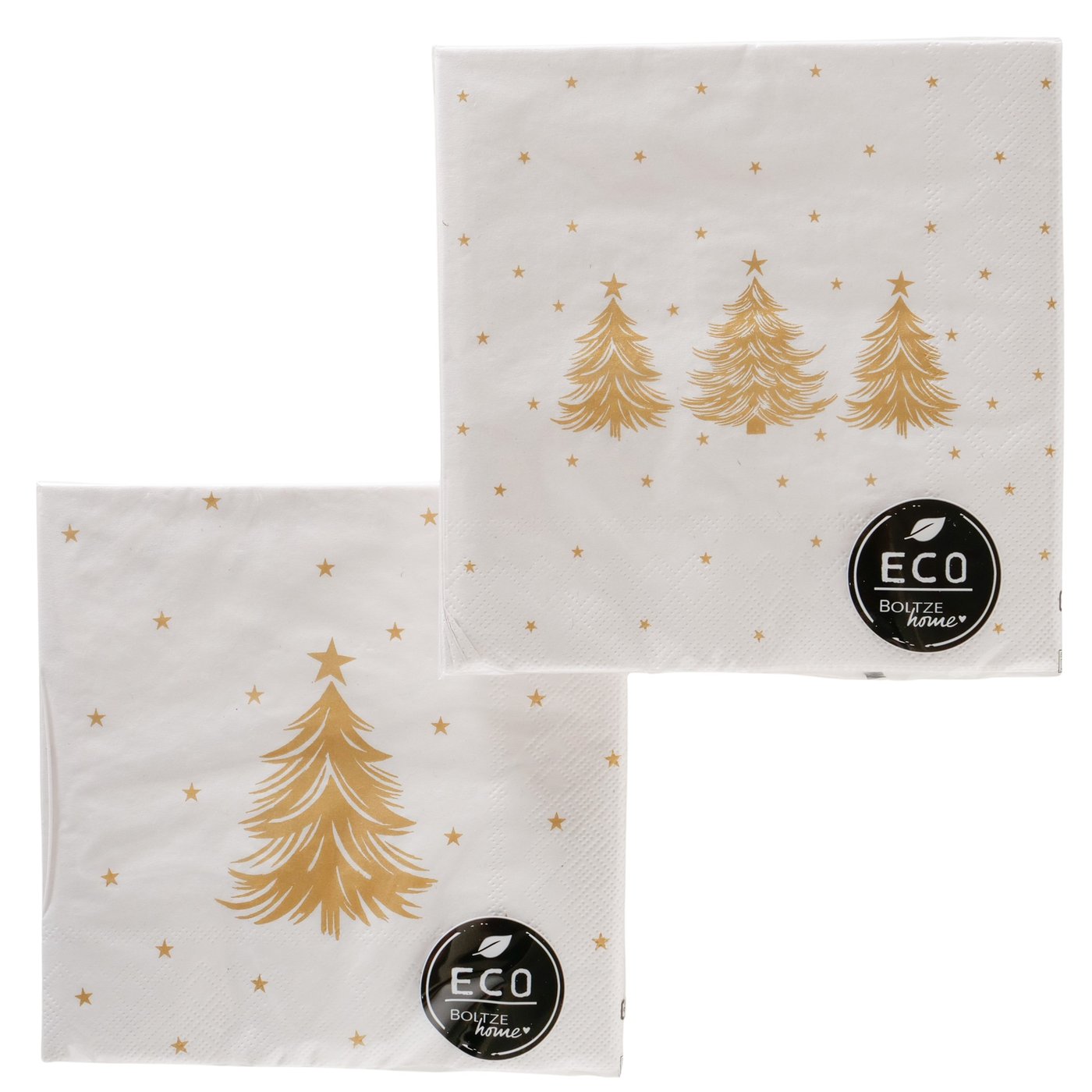 Servetten met kerstboom - wit/ goud - 2 pakjes - Afbeelding 2