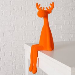 Zittend rendier - oranje - 57cm - Afbeelding 3