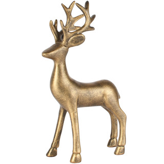 Dekoratief - rendier staand - goud - 14x6x24cm