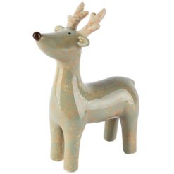 Dekoratief - rendier staand - groen - dolomiet - 14x6x17cm