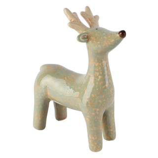 Dekoratief - rendier staand - groen - dolomiet - 11x5x14cm