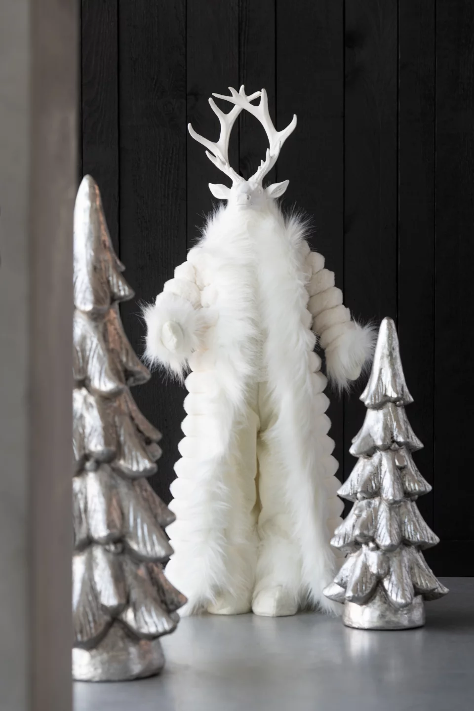 J-line - mantel hert - staand - wit - 76cm - Afbeelding 2
