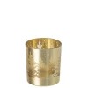J-Line  - Theelichthouder met kerstboom - Goud - 7x7x8cm