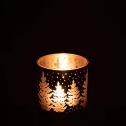 Alternative view of J-Line  - Theelichthouder met kerstboom - Goud - 7x7x8cm