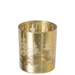 J-line - theelichthouder - goud - 8x8x10cm