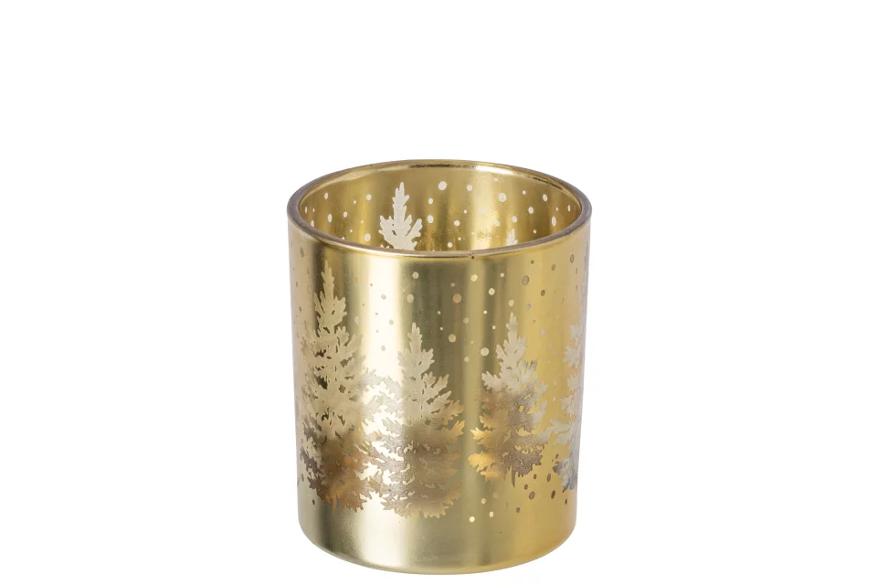 J-line - theelichthouder - goud - 8x8x10cm
