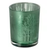 J-Line - theelichthouder met boom motief - groen - 10x10x12cm