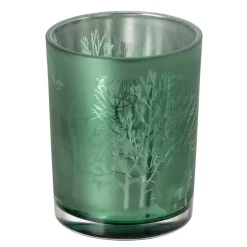 J-Line - theelichthouder met boom motief - groen - 10x10x12cm