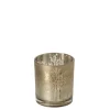 J-Line - theelichthouder met kerstboom - taupe - 7x7x8cm