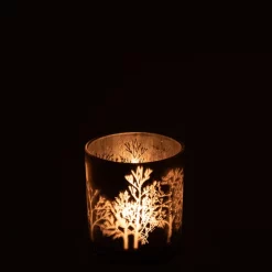 Alternative view of J-Line - theelichthouder met kerstboom - taupe - 7x7x8cm
