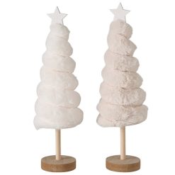 Boltze decoratieve kerstboompjes beige/crème wit. Set van 2 - 30 cm