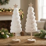 Alternative view of Boltze decoratieve kerstboompjes beige/crème wit. Set van 2 - 30 cm