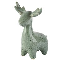 Dekoratief - rendier staand - groen - keramiek - 12x9x16cm